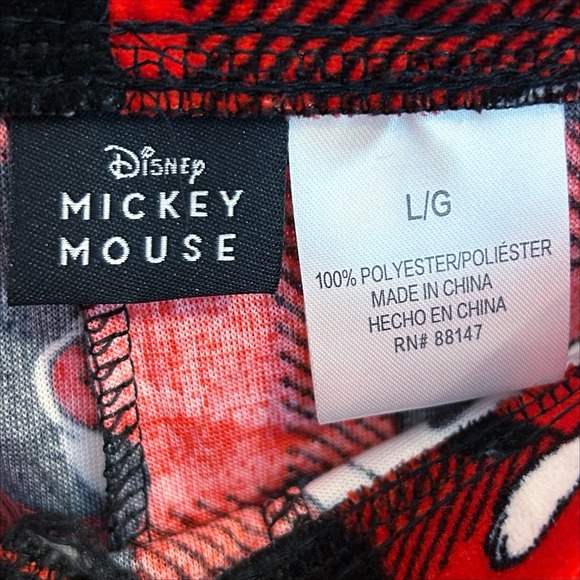 Disney Mickey Mouse Christmas Pajamas Large Red Black Plaid Minky Plush NWT NEW - Picture 8 of 10